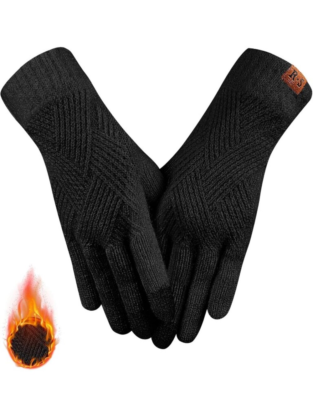 〽️Women's Black High Stretch Warm Christmas Gift Winter Acrylic Gloves